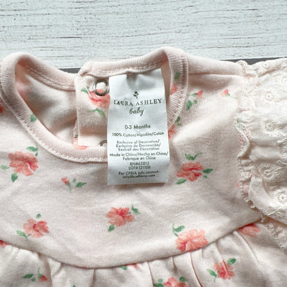 Laura Ashley Baby Girl Romper Floral One Piece Lace Ruffle Sleeve NWT 0-3 Months