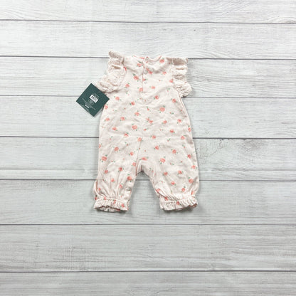 Laura Ashley Baby Girl Romper Floral One Piece Lace Ruffle Sleeve NWT 0-3 Months