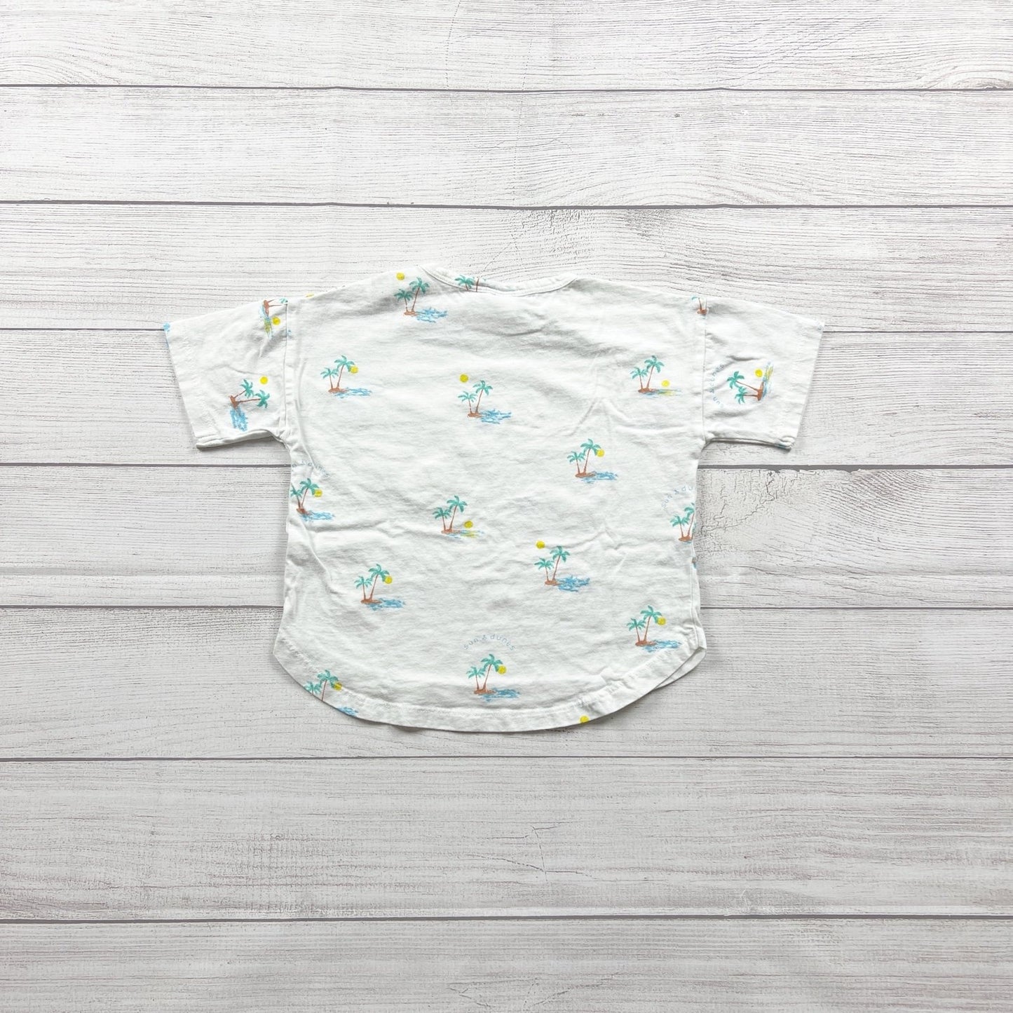 Zara Palm Tree Shirt Toddler Boys Short Sleeve Pocket Tee Tropical Print 2-3