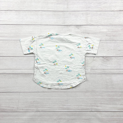 Zara Palm Tree Shirt Toddler Boys Short Sleeve Pocket Tee Tropical Print 2-3