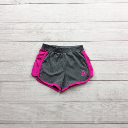 Reebok Girls Athletic Running Shorts Gray Pink Lightweight Polyester 5