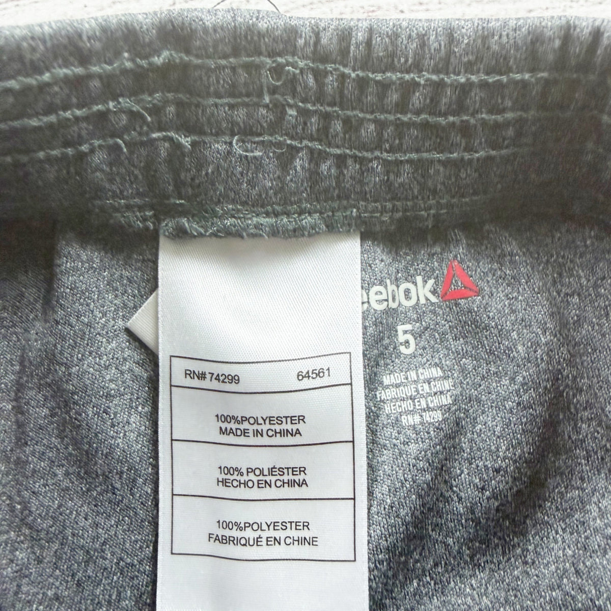 Reebok Girls Athletic Running Shorts Gray Pink Lightweight Polyester 5