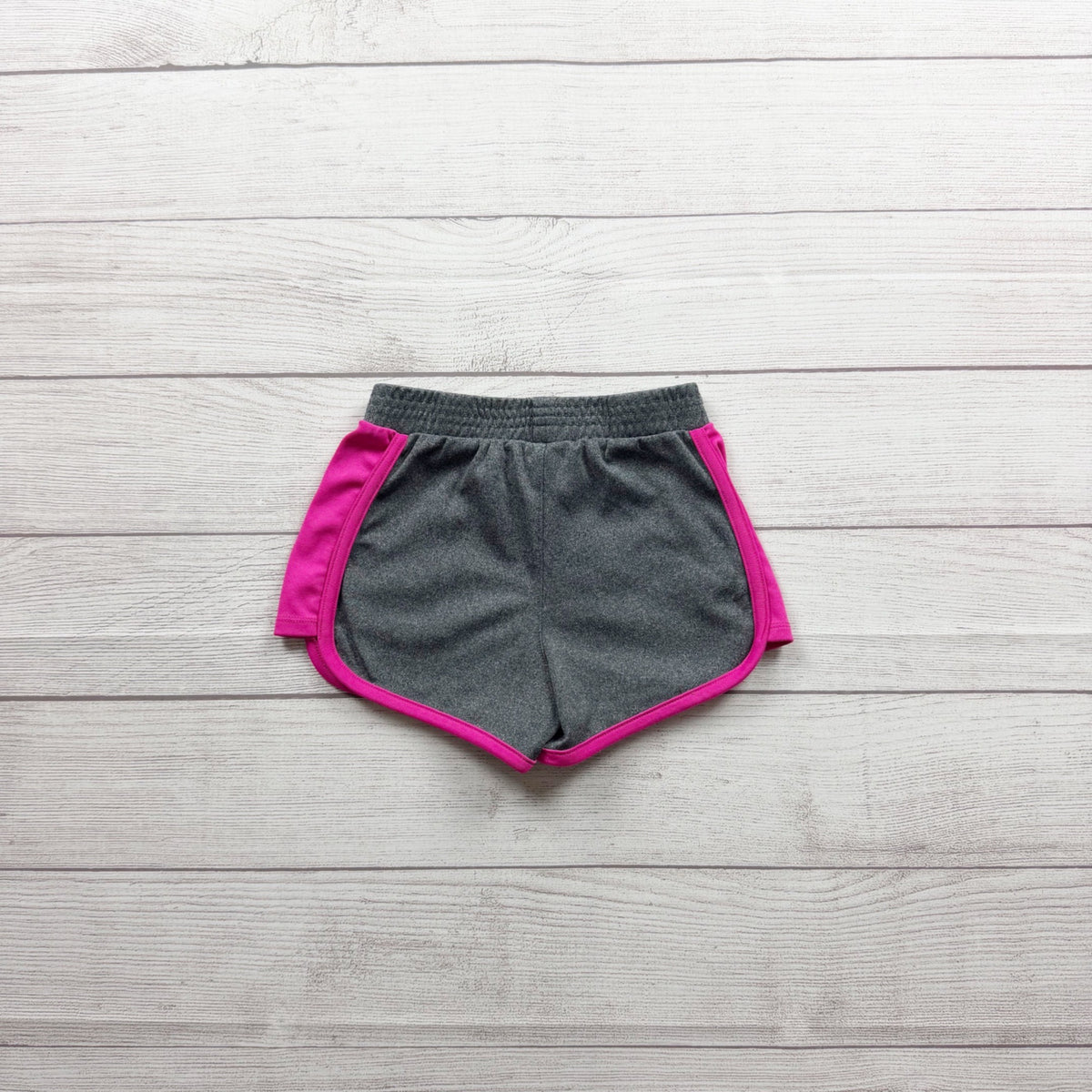 Reebok Girls Athletic Running Shorts Gray Pink Lightweight Polyester 5