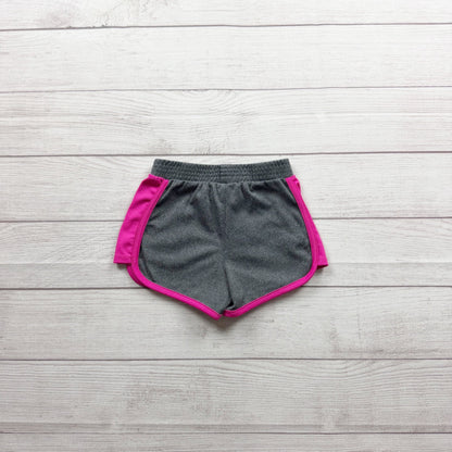 Reebok Girls Athletic Running Shorts Gray Pink Lightweight Polyester 5