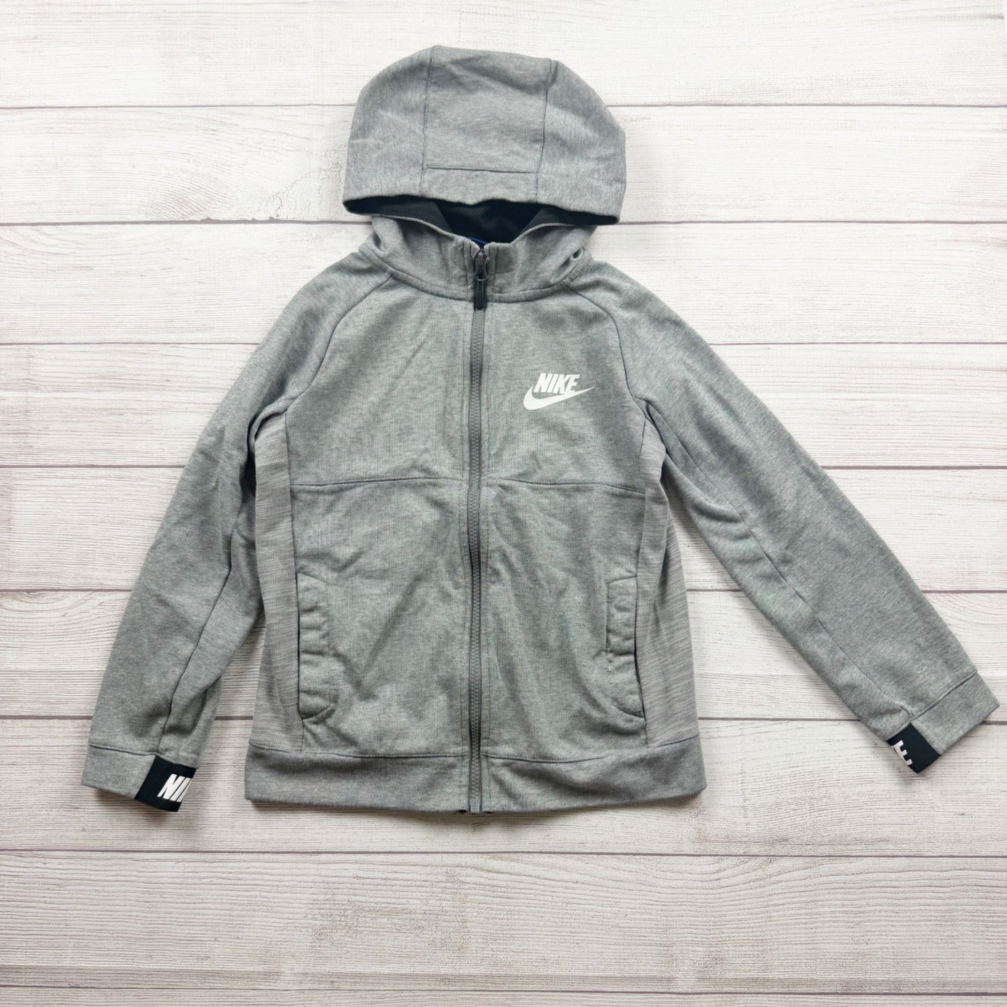 Nike Kids Gray Full Zip Hoodie Sweatshirt Pockets M 10-12