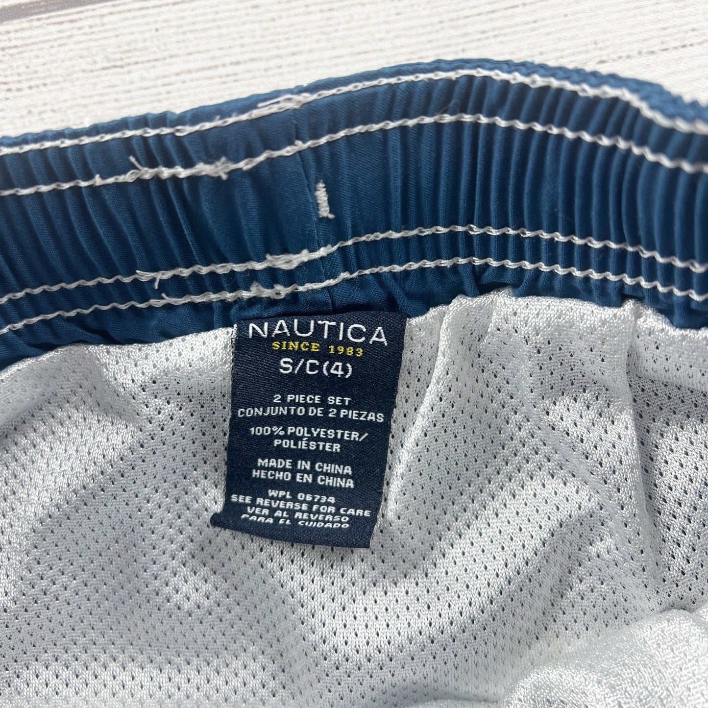 Nautica Toddler Boys Plaid Swim Trunks Blue Orange Checkered Board Shorts 4