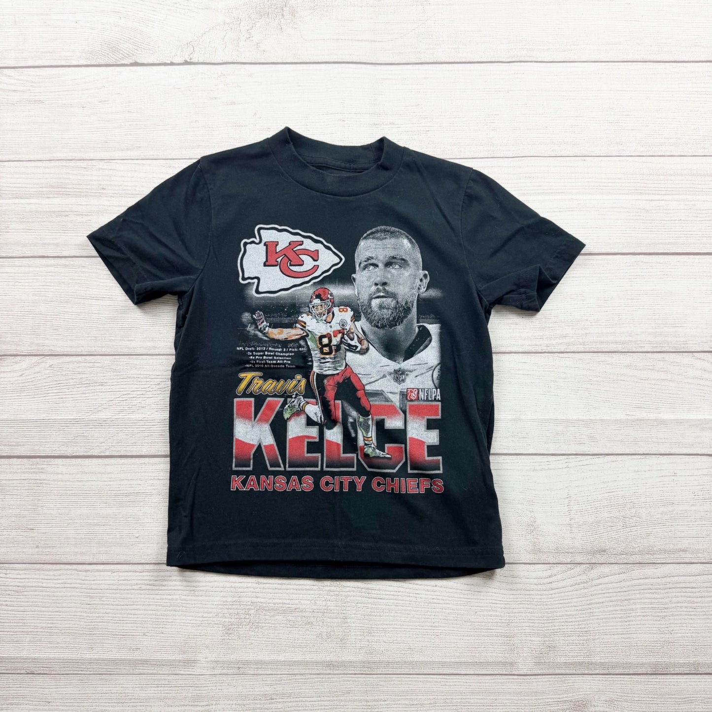 NFL Travis Kelce Kansas City Chiefs Kids Graphic Tee Black 7-8