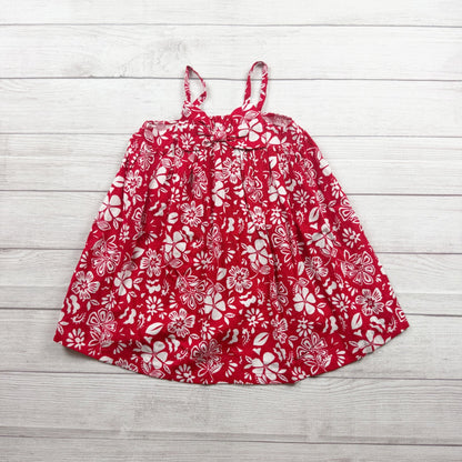 Old Navy Girls Floral Red White Summer Dress Lightweight Sleeveless 6T