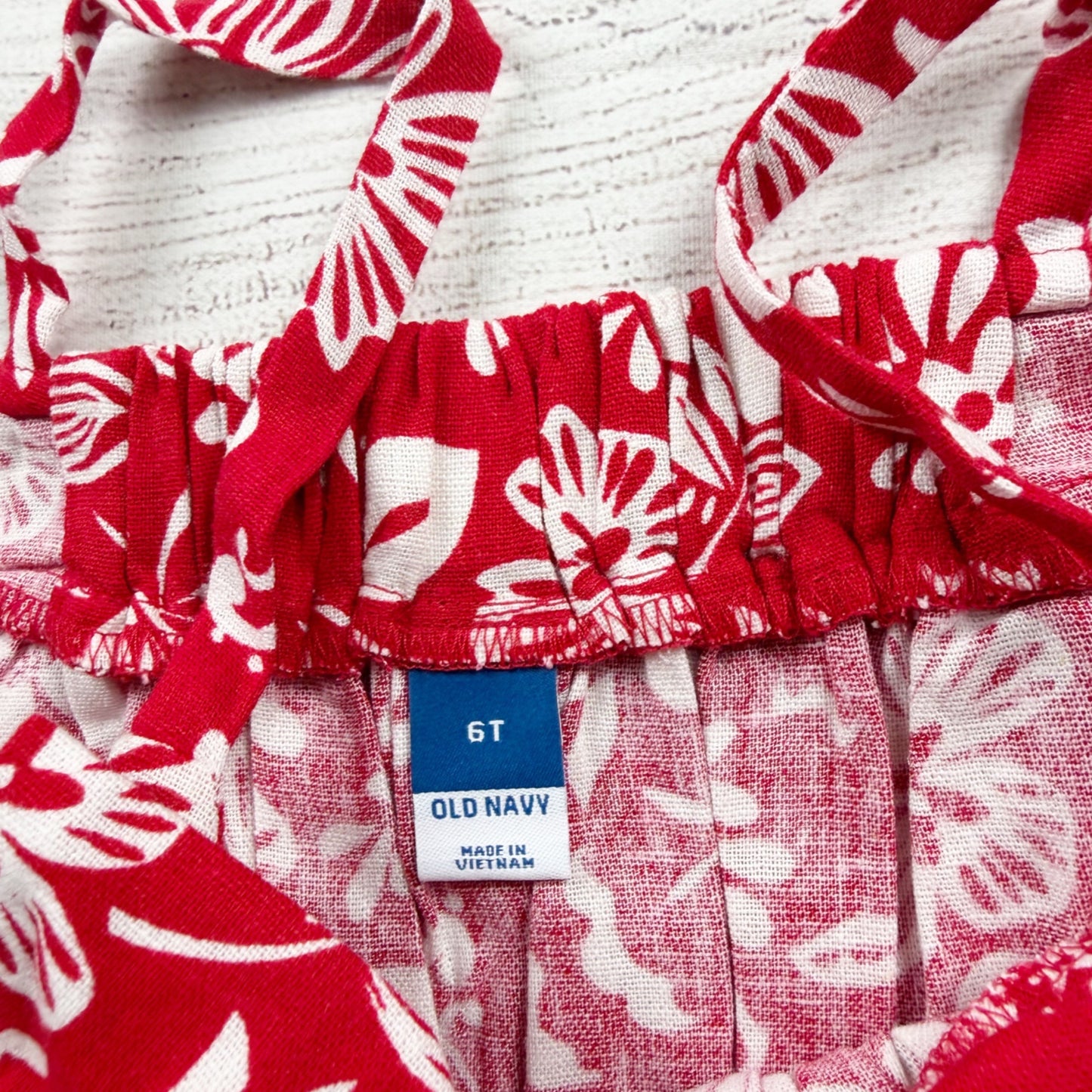 Old Navy Girls Floral Red White Summer Dress Lightweight Sleeveless 6T