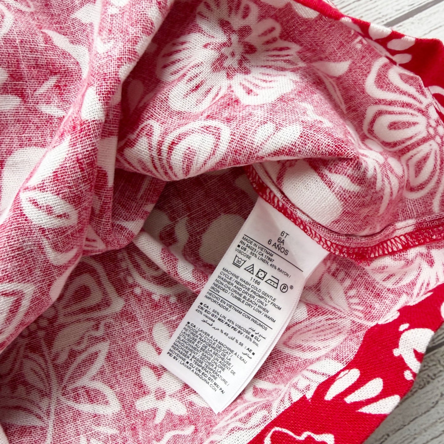 Old Navy Girls Floral Red White Summer Dress Lightweight Sleeveless 6T