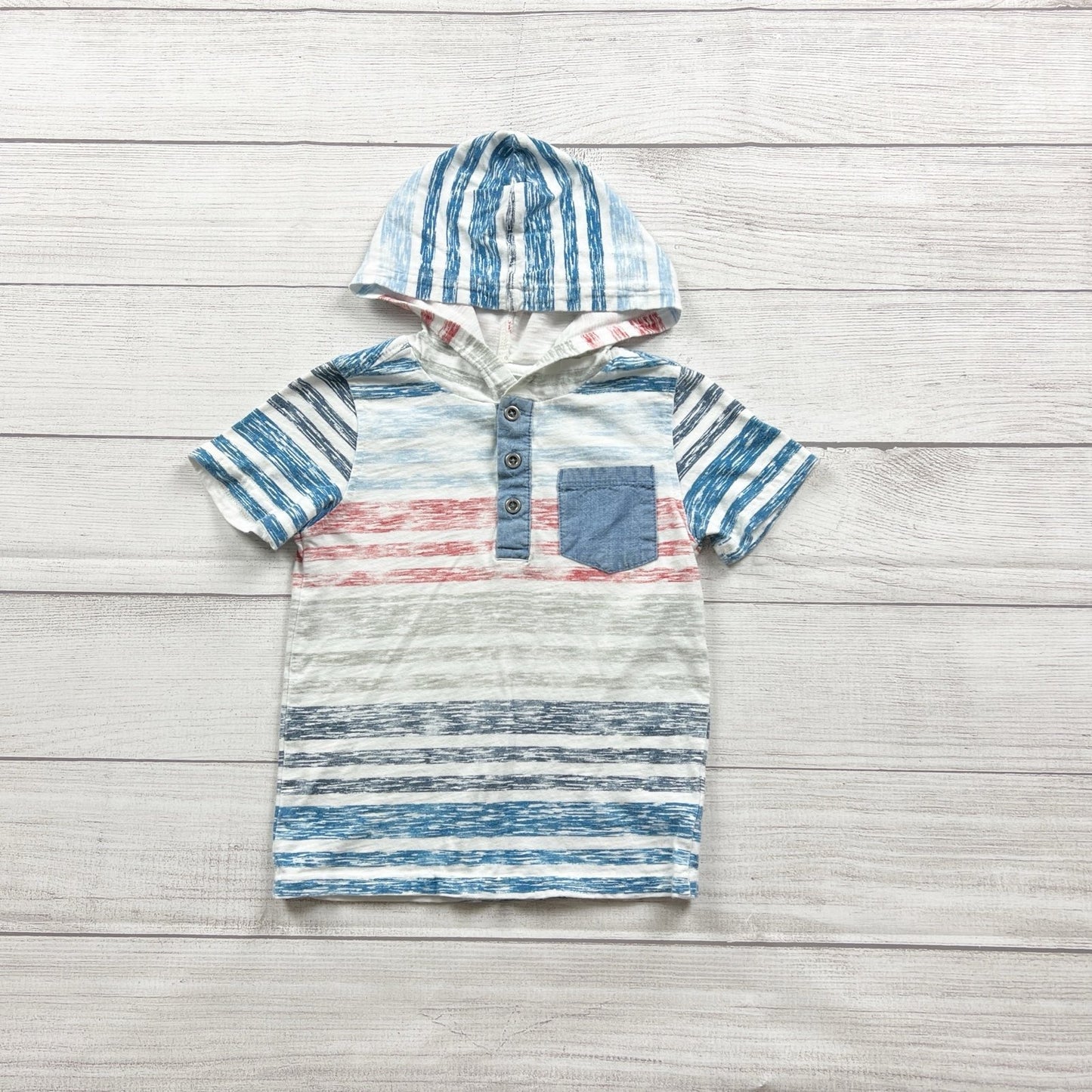 Kids Headquarters Striped Hooded T-Shirt Short Sleeve 3T