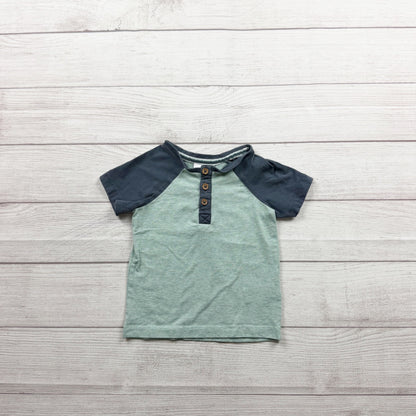 Tommy Bahama Boys Raglan Sleeve Henley Shirt Blue Green 12-18 Months