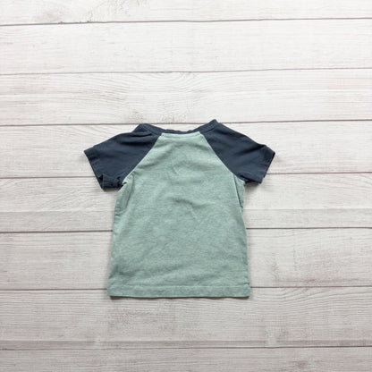 Tommy Bahama Boys Raglan Sleeve Henley Shirt Blue Green 12-18 Months