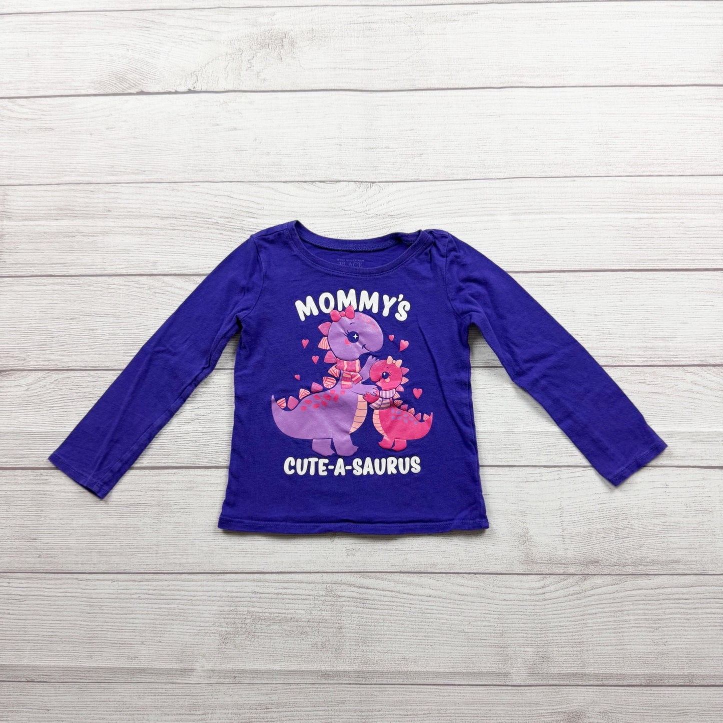 Children’s Place Girls Long Sleeve Purple Dinosaur Graphic Tee 4T