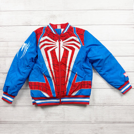 Marvel SpiderMan Puffer Jacket Kids Zip Up Quilted Coat Superhero 10-12