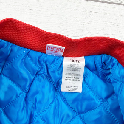 Marvel SpiderMan Puffer Jacket Kids Zip Up Quilted Coat Superhero 10-12