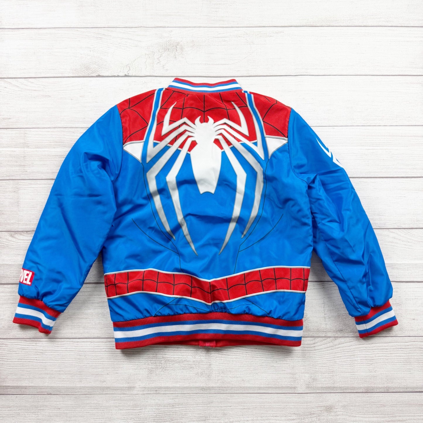 Marvel SpiderMan Puffer Jacket Kids Zip Up Quilted Coat Superhero 10-12