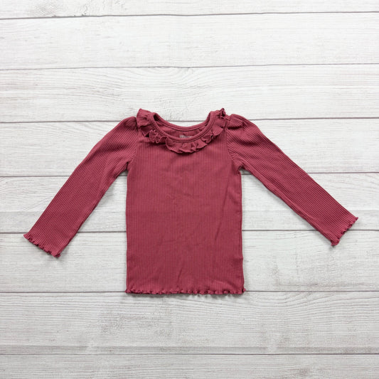 Garanimals Toddler Girls Rose Pink Ruffled Ribbed Long Sleeve Top 2T