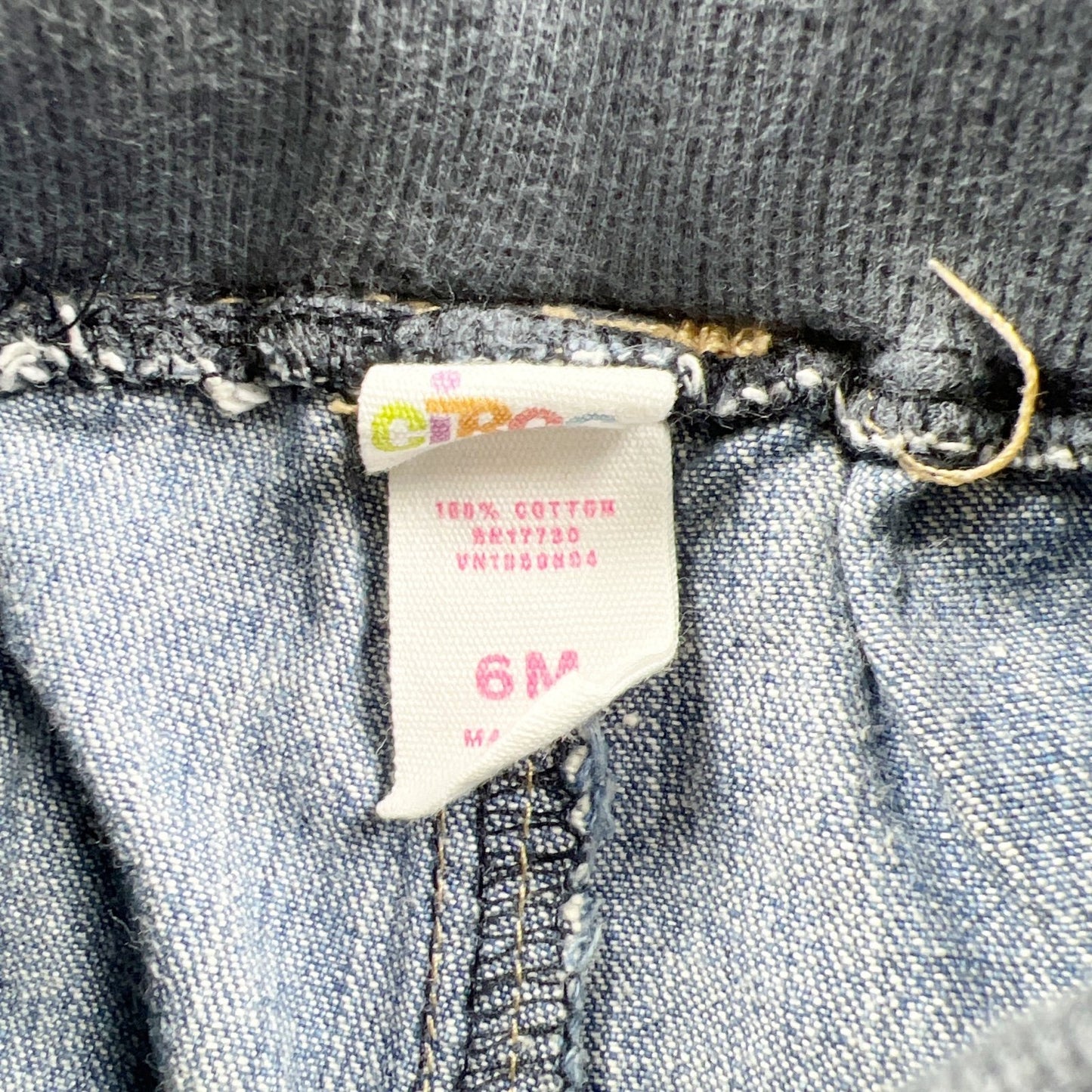 Circo Baby Girls Denim Pants Stretch Waistband Bow Blue Ruffle Trim 3-6 Months