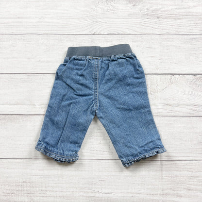 Circo Baby Girls Denim Pants Stretch Waistband Bow Blue Ruffle Trim 3-6 Months