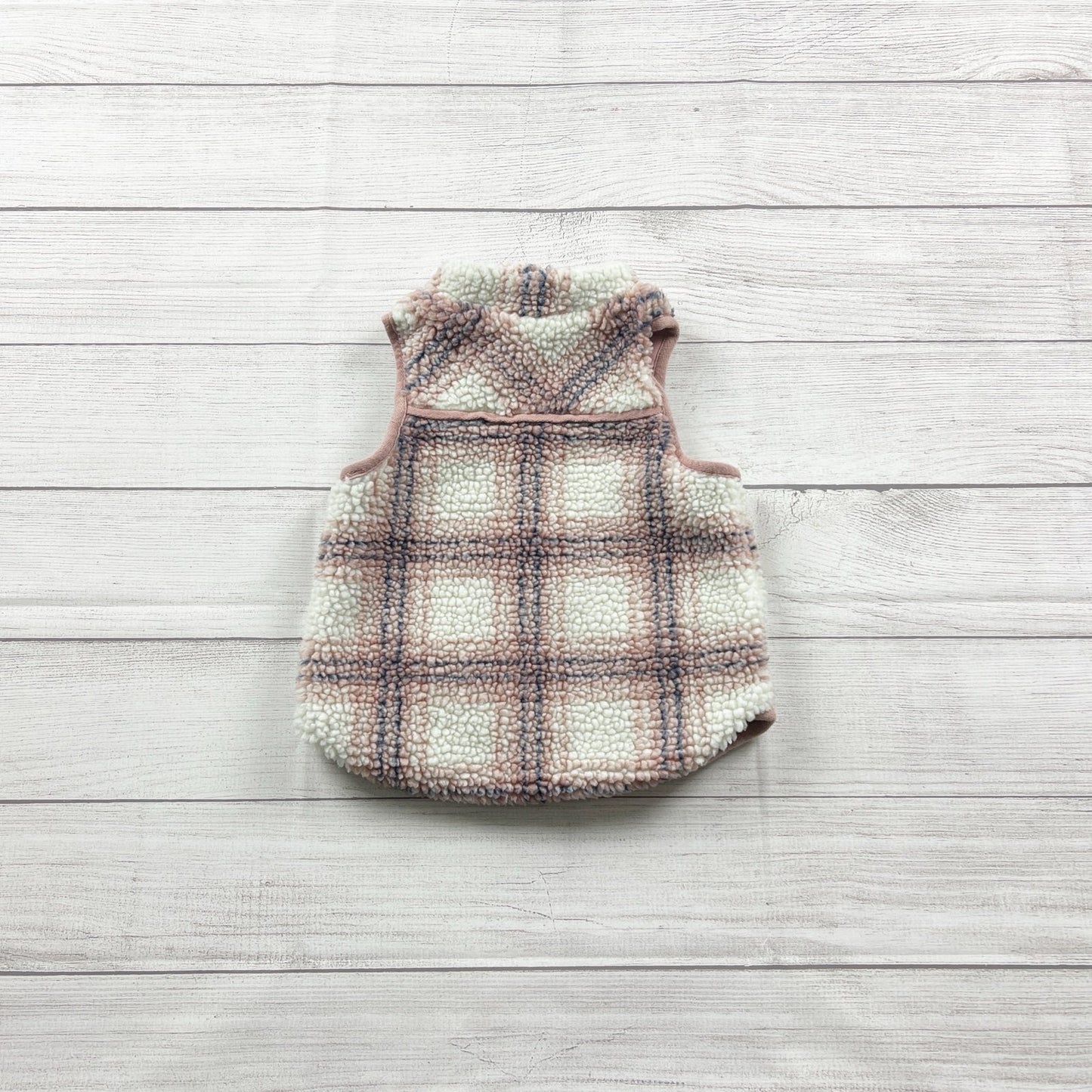Max Studio Kids Toddler Vest Sherpa Plaid Zip-Up Fleece Lined Outerwear 3T