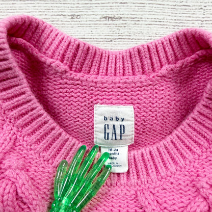 Baby Gap Pink Cable Knit Sweater Peplum Hem Pullover 18-24 Months