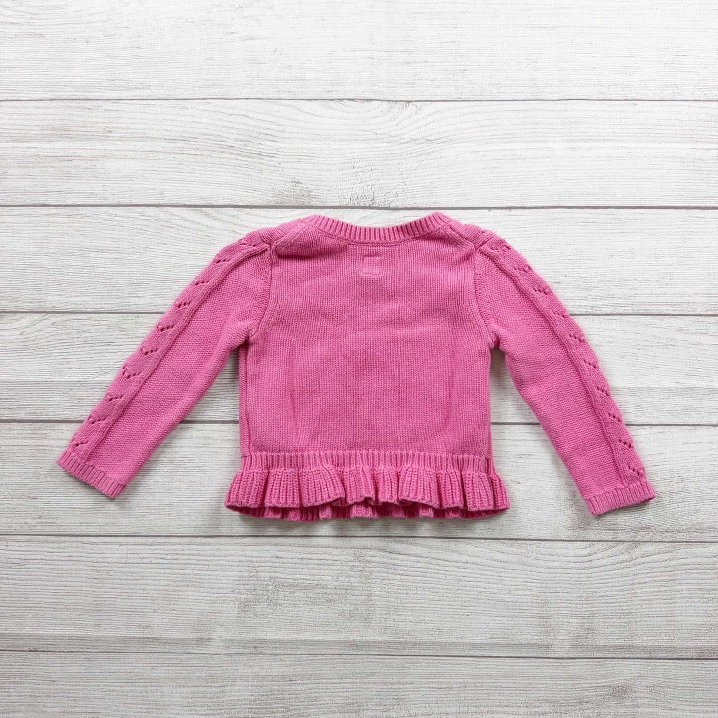 Baby Gap Pink Cable Knit Sweater Peplum Hem Pullover 18-24 Months