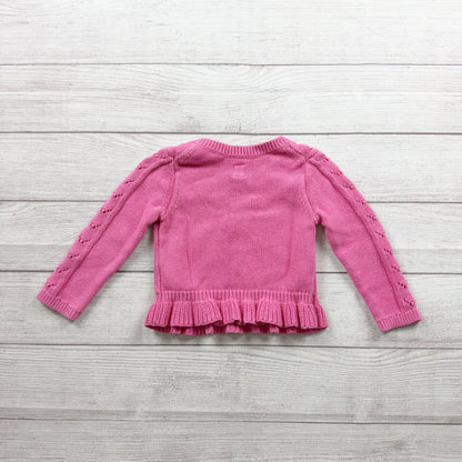 Baby Gap Pink Cable Knit Sweater Peplum Hem Pullover 18-24 Months