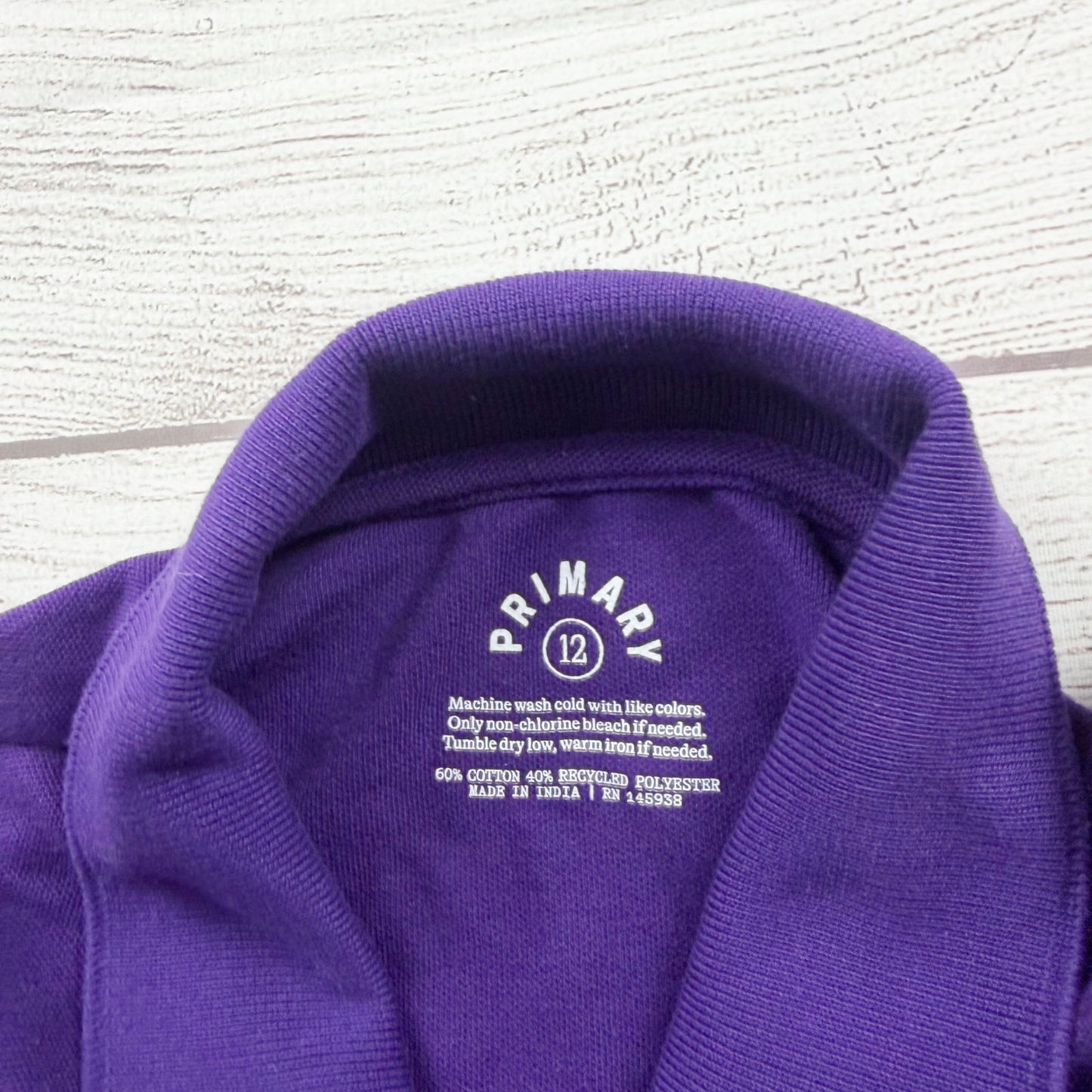Primary Kids Long Sleeve Polo Shirt Purple Collared Button Front Top 12