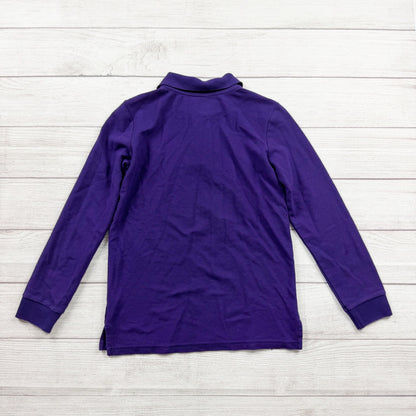 Primary Kids Long Sleeve Polo Shirt Purple Collared Button Front Top 12