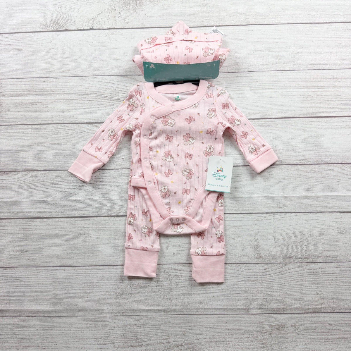 Disney Baby Wishes Dreams Minnie Mouse Pink 4 Piece Outfit Set NWT 3-6 Months