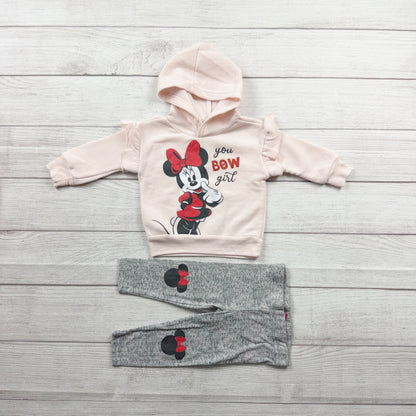 Disney Minnie Mouse Baby Girl Outfit Set Hoodie Leggings 2 Piece 9-12 Months