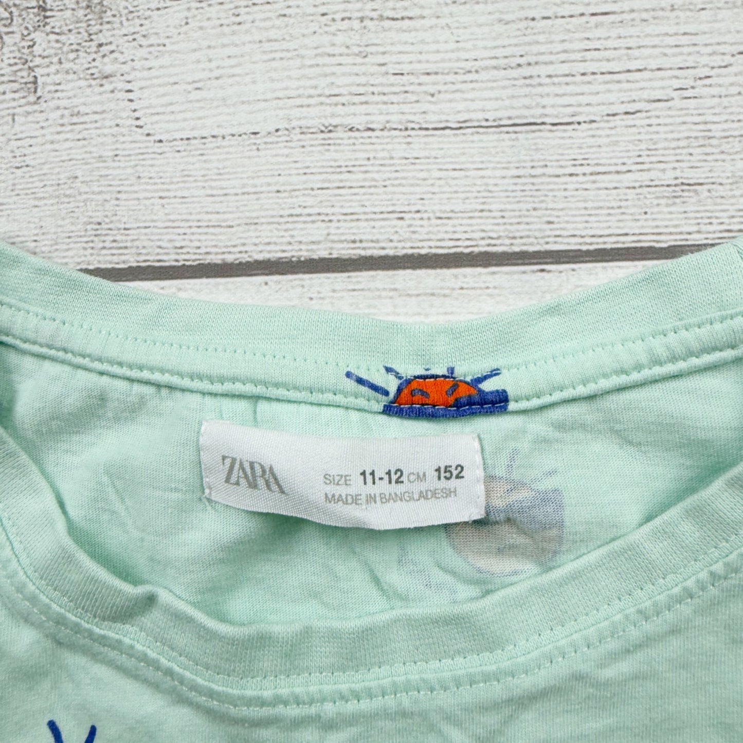 Zara Kids Graphic Mint Tank Top Sun Print Design 11-12