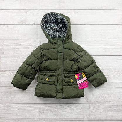 Pink Platinum Toddler Puffer Coat Leopard Lined Hood NWT 24 Months