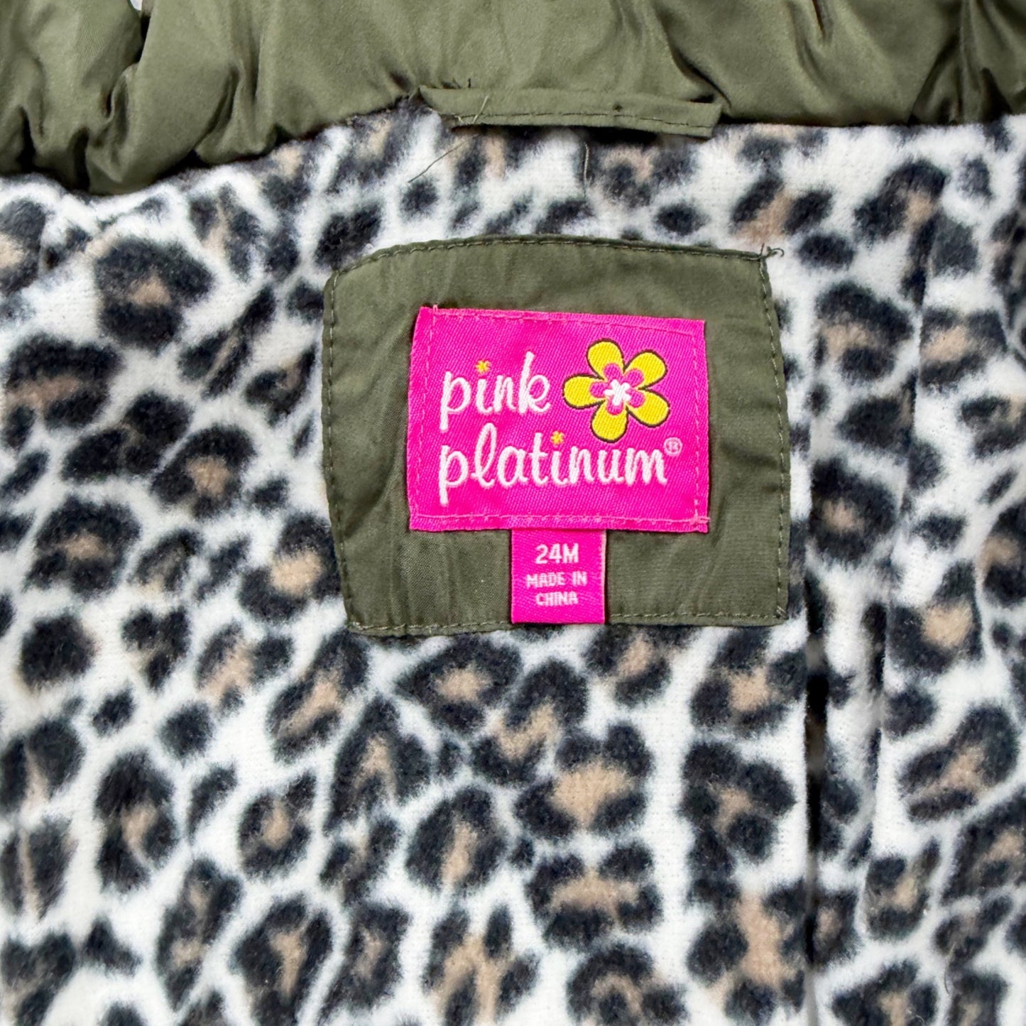 Pink Platinum Toddler Puffer Coat Leopard Lined Hood NWT 24 Months
