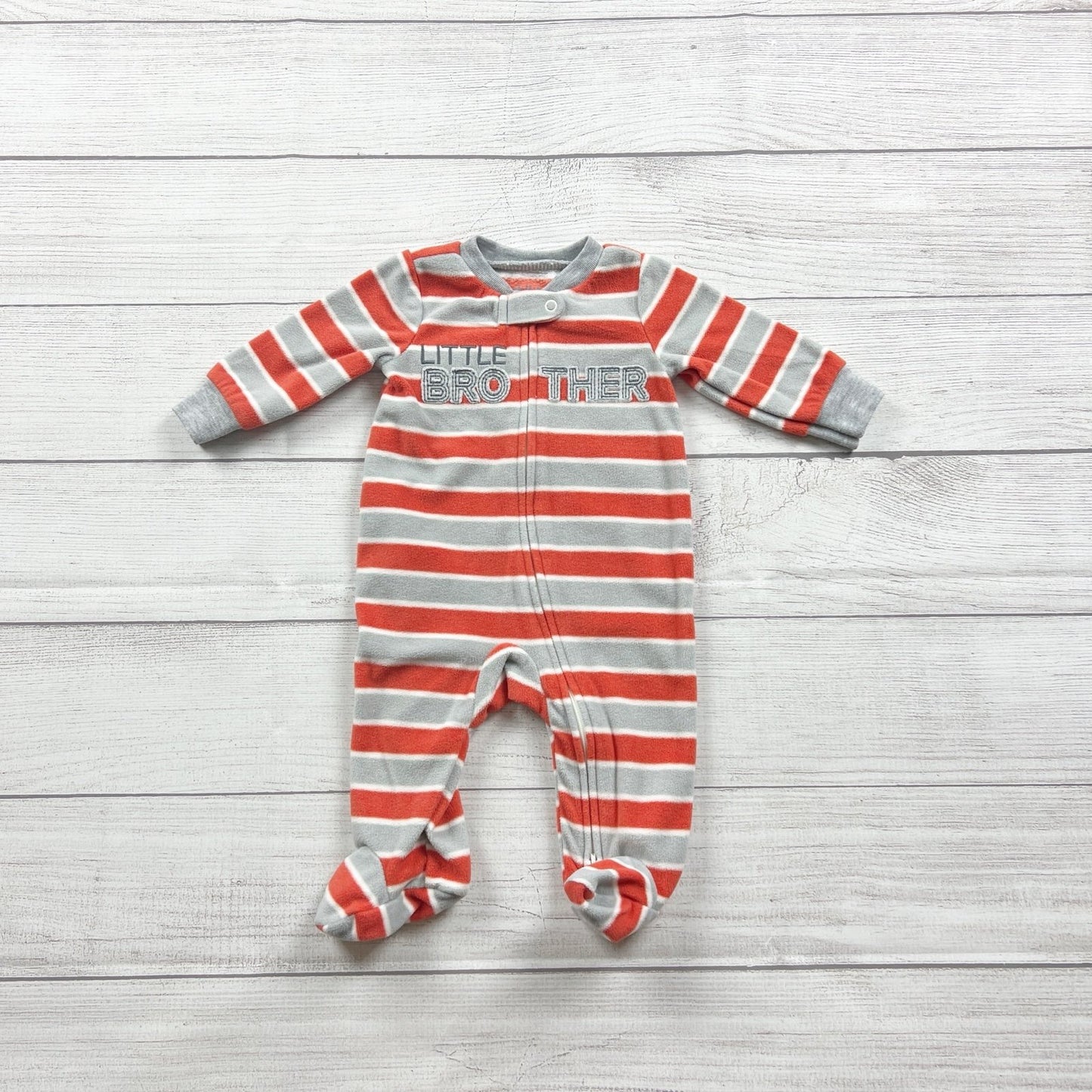 Child Of Mine By Carter's Striped Fleece Sleep Play Little Brother 0-3 Months