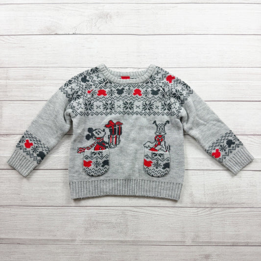 Disney Holiday Sweater Gray Mickey Mouse Fair Isle Acrylic Blend Warm 5T