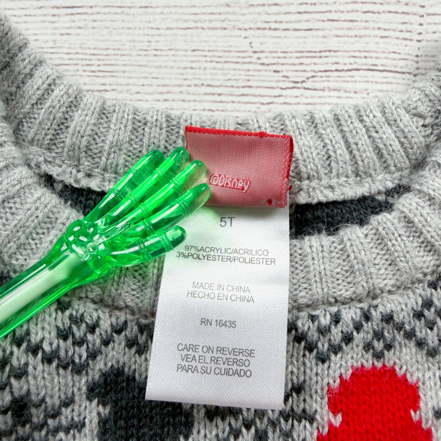 Disney Holiday Sweater Gray Mickey Mouse Fair Isle Acrylic Blend Warm 5T