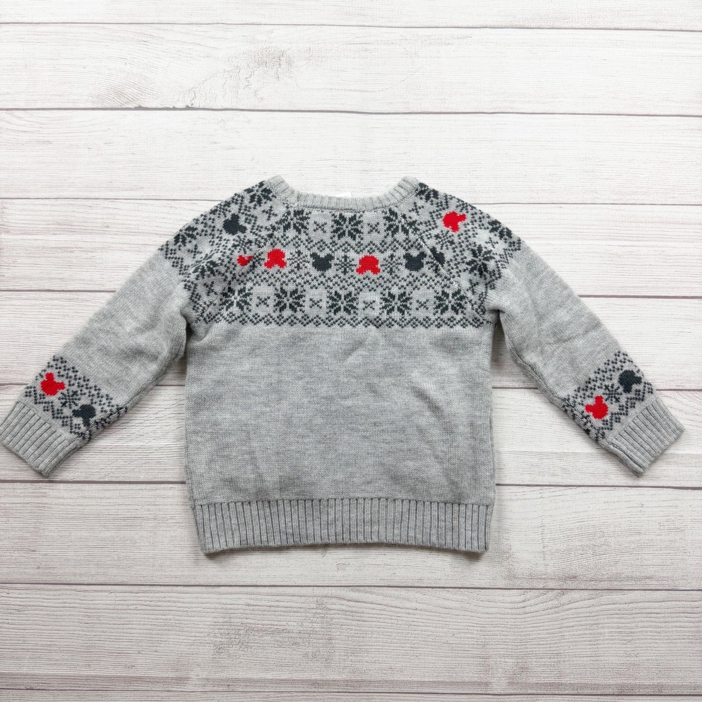 Disney Holiday Sweater Gray Mickey Mouse Fair Isle Acrylic Blend Warm 5T