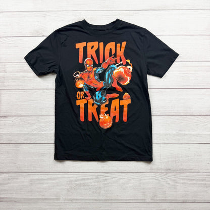 Marvel SpiderMan Trick Or Treat Graphic Black T-Shirt Boys L
