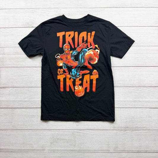 Marvel SpiderMan Trick Or Treat Graphic Black T-Shirt Boys L
