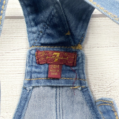 7 For All Mankind Denim Shortalls Jean Short Overalls Rolled Hem 18-24 Months