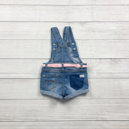 7 For All Mankind Denim Shortalls Jean Short Overalls Rolled Hem 18-24 Months