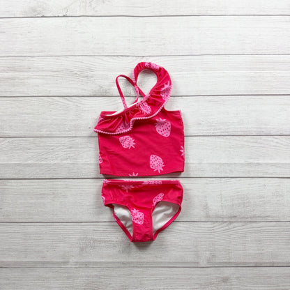 Cat & Jack Toddler Girl Swimsuit Pink Strawberry Print 2-Piece Tankini Set 2T