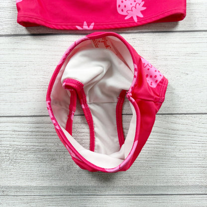 Cat & Jack Toddler Girl Swimsuit Pink Strawberry Print 2-Piece Tankini Set 2T