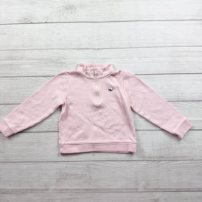 Vineyard Vines Toddler Pink Quarter Zip Pullover Sweatshirt Whale Logo 4T