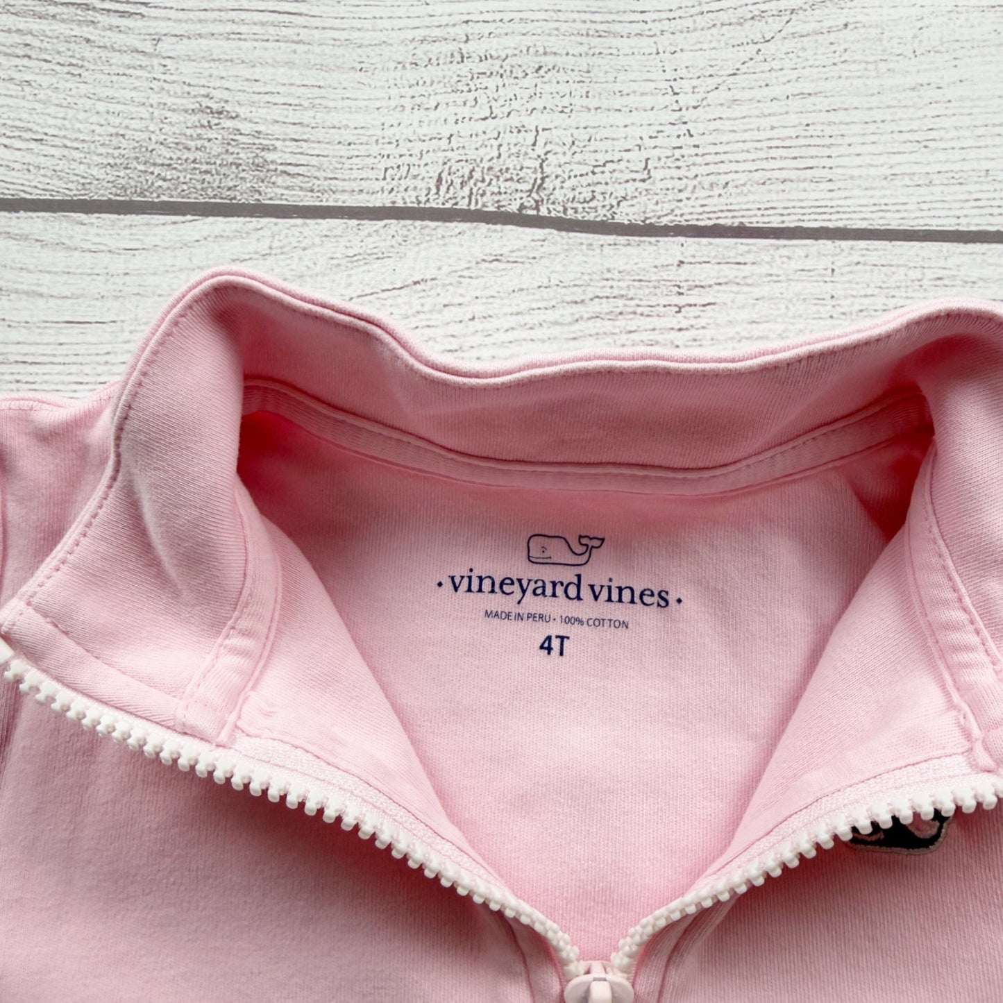 Vineyard Vines Toddler Pink Quarter Zip Pullover Sweatshirt Whale Logo 4T