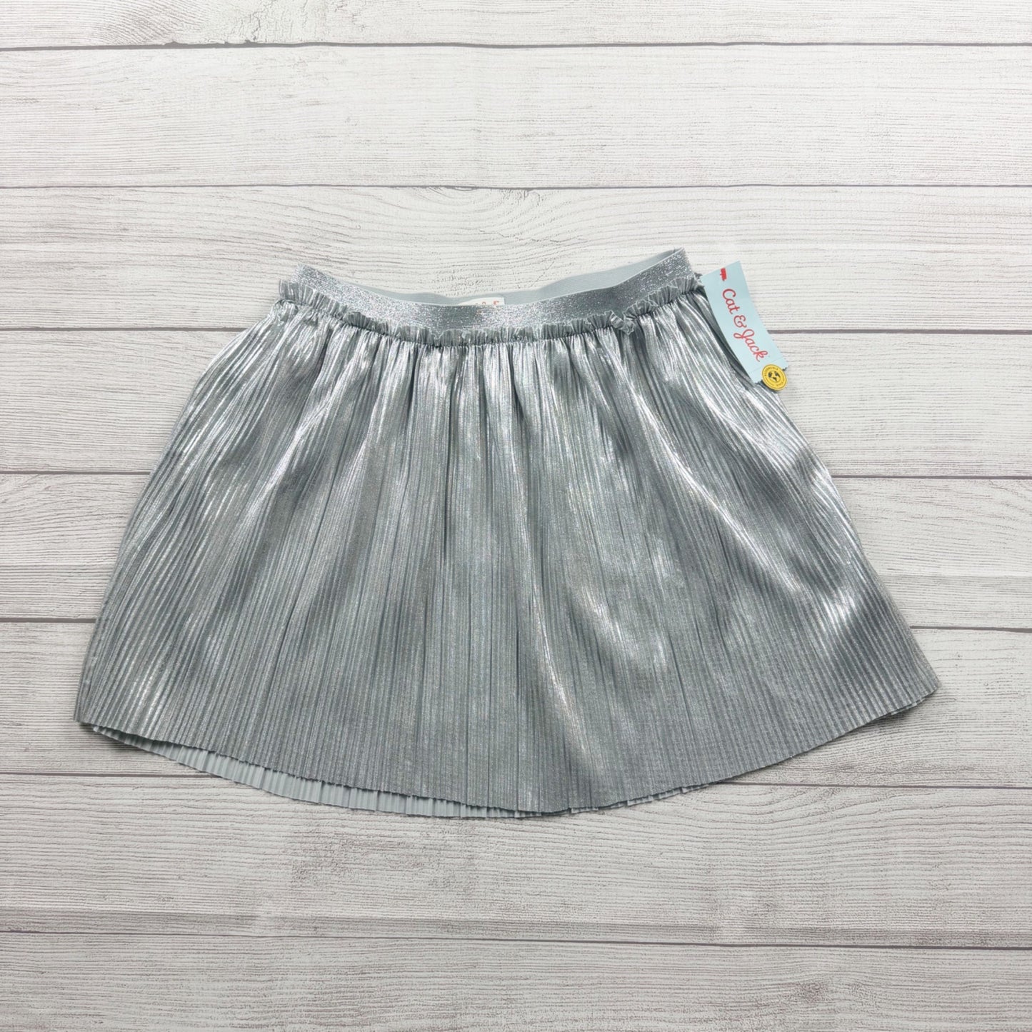 Cat & Jack Girls Pleated Skirt Silver Metallic Shimmer NWT XL 14