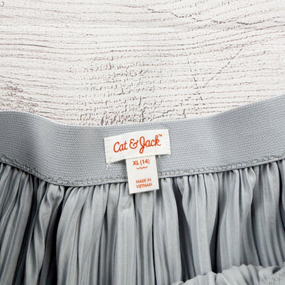 Cat & Jack Girls Pleated Skirt Silver Metallic Shimmer NWT XL 14