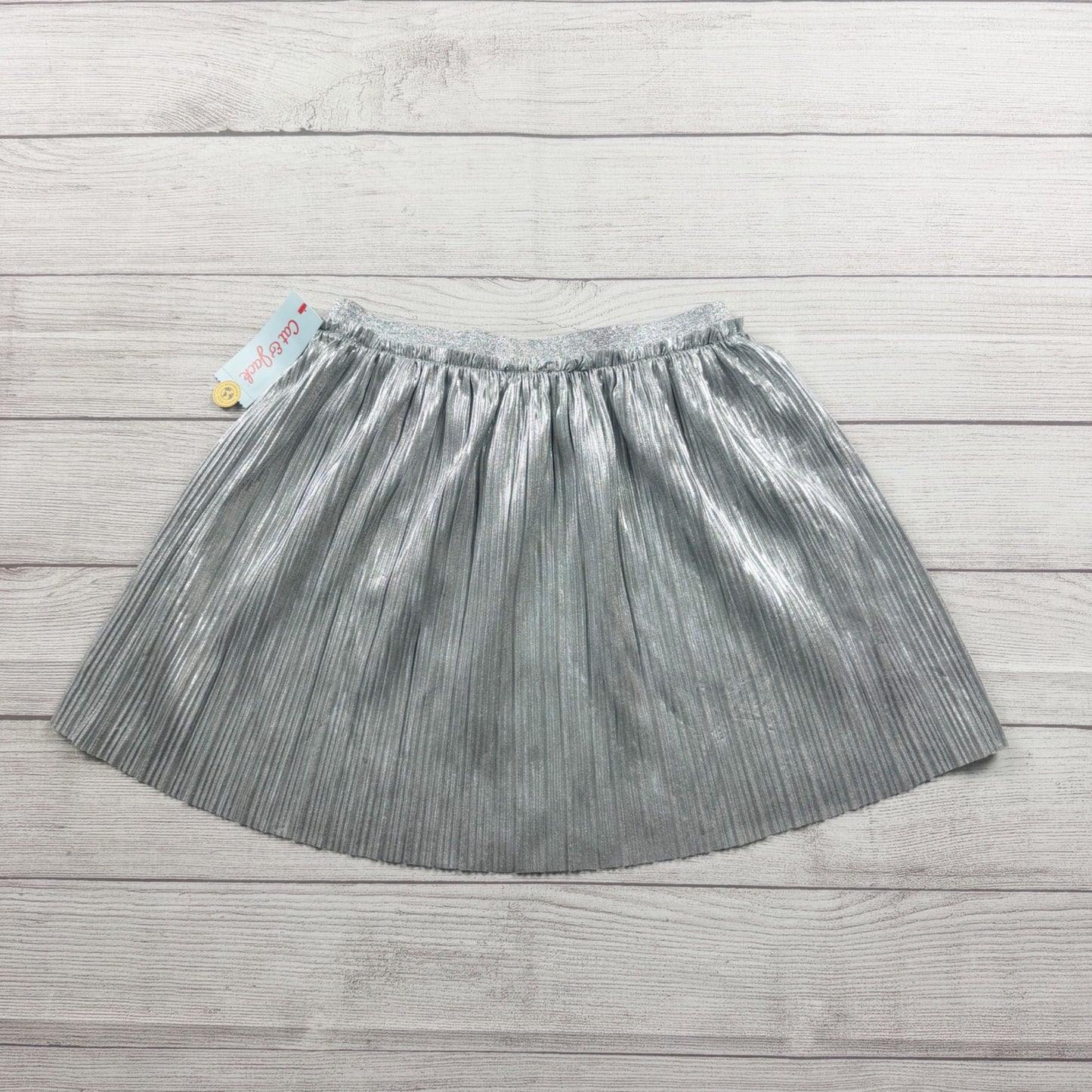 Cat & Jack Girls Pleated Skirt Silver Metallic Shimmer NWT XL 14